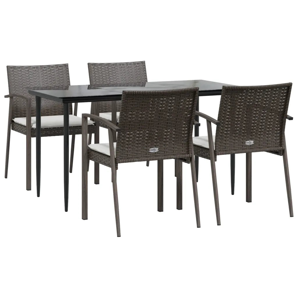 Set Pranzo da Giardino 5pz con Cuscini in Polyrattan e Acciaio 3186973