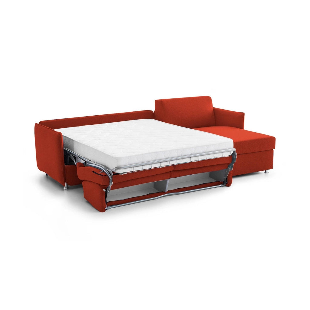 Sumirago, Divano Letto con Penisola Sfoderabile Made in Italy, 260x160 cm Arancione