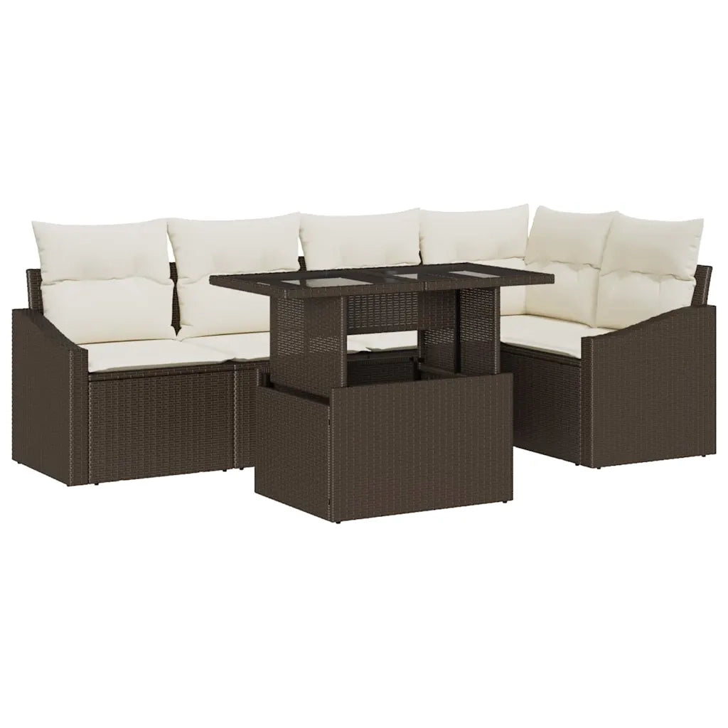 Set Divano da Giardino con cuscino 6 pcs Marrone e crema 3349004