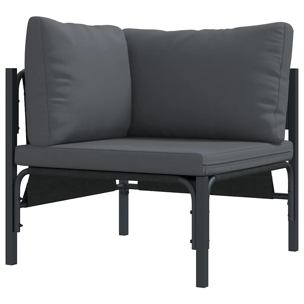 Set Divano da Giardino con cuscino 13 pcs Nero Acciaio