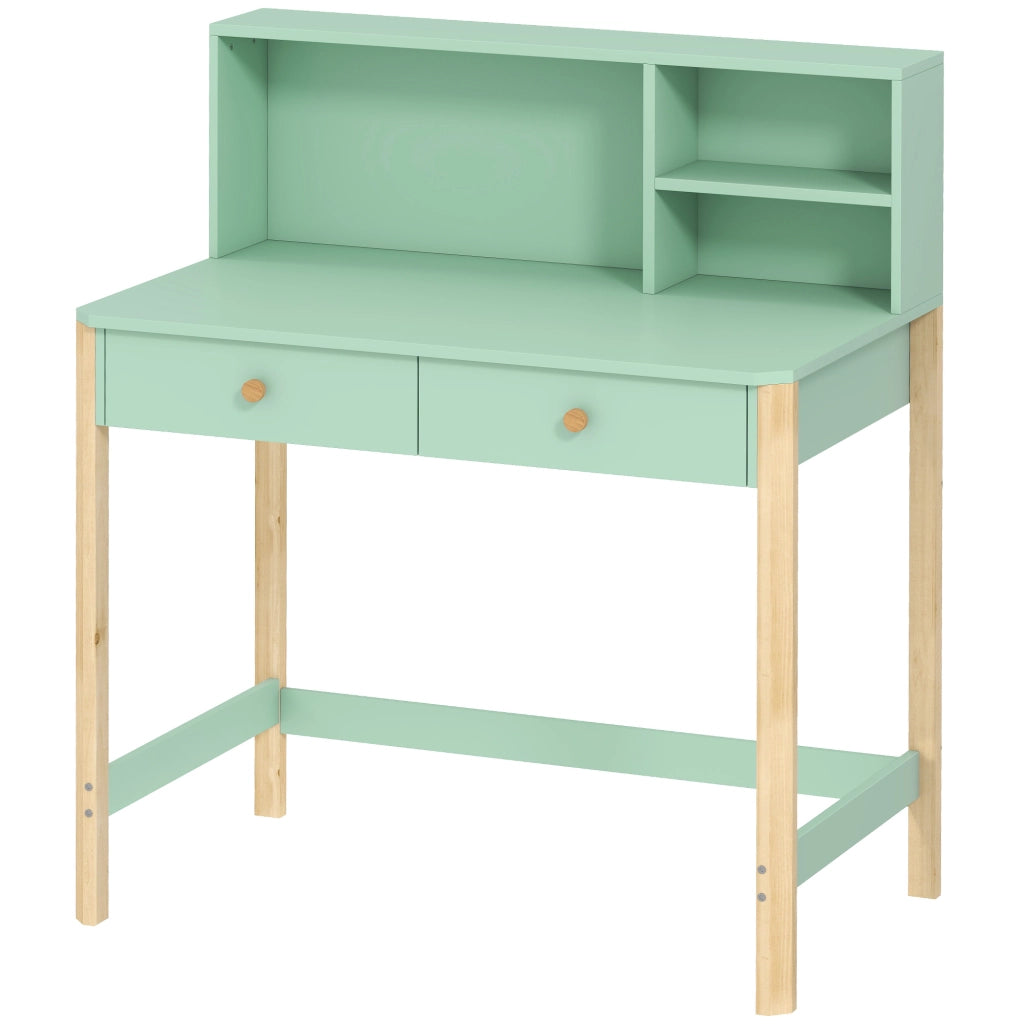 Scrivania per bambini con cassetti e scaffali ¨C zephmum ¨C Verde 90x52x105 cm
