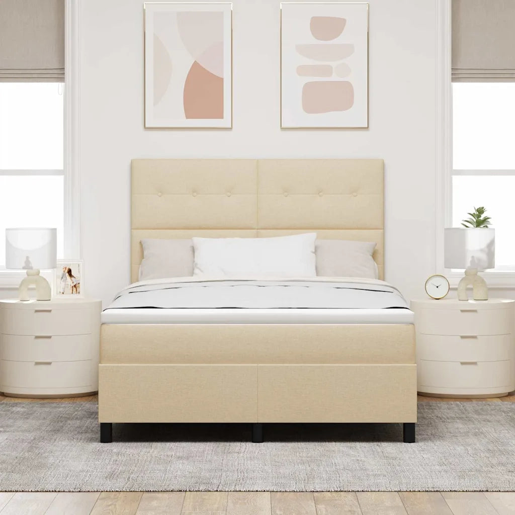 Letto a molle con materasso con led Crema 140 x 190 cm Tessuto
