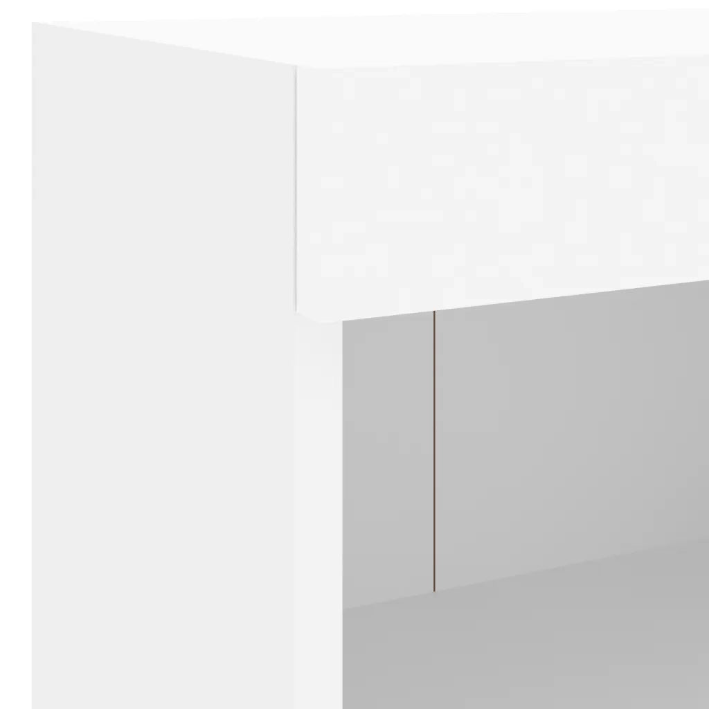 Comodino | Armadio da Notte | Mobiletto da notte con Luci LED a Parete Bianco