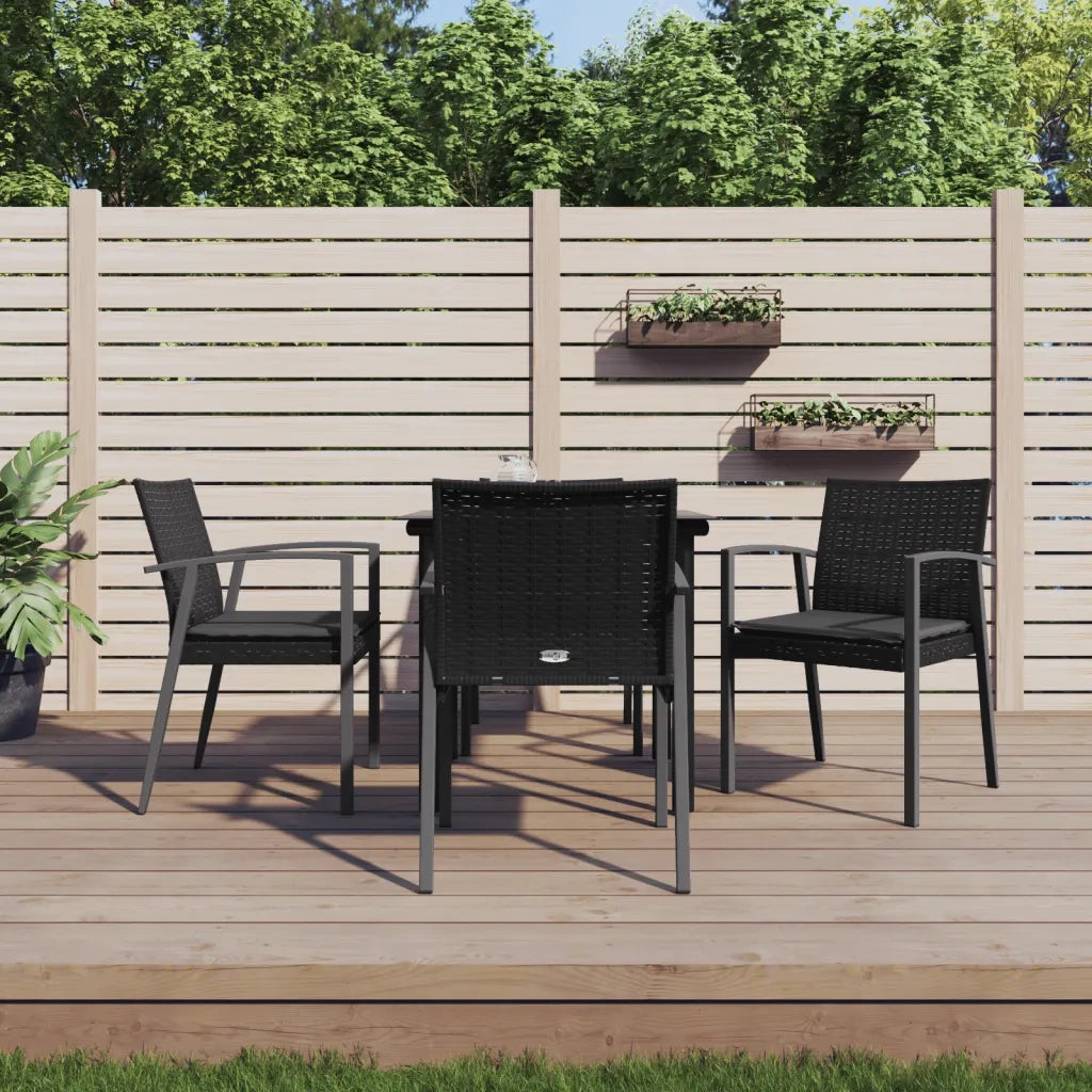 Set Pranzo da Giardino 5pz con Cuscini in Polyrattan e Acciaio 3186988