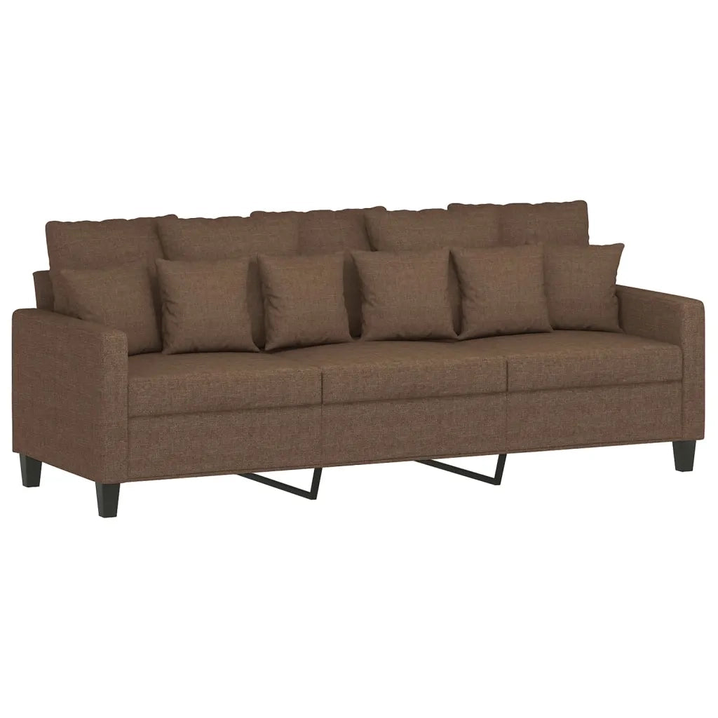 Set di Divani 4 pz con Cuscini Marrone in Tessuto