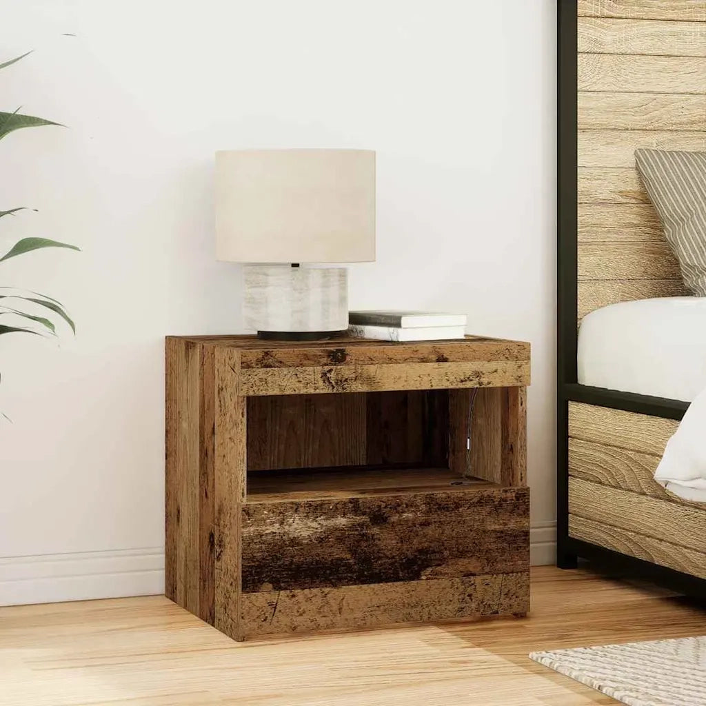 Set di 2 Comodini | Armadio da Notte | Mobiletto da notte Legno vecchio 50 x 40 x 45 cm