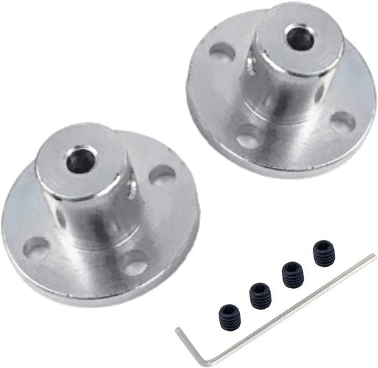 Connettore flangiante 3mm - 2 pezzi - Acciaio 45# - Diametro flange 22mm - Altezza totale 12mm - Incluso viti regolabili - Connettore flangiante
