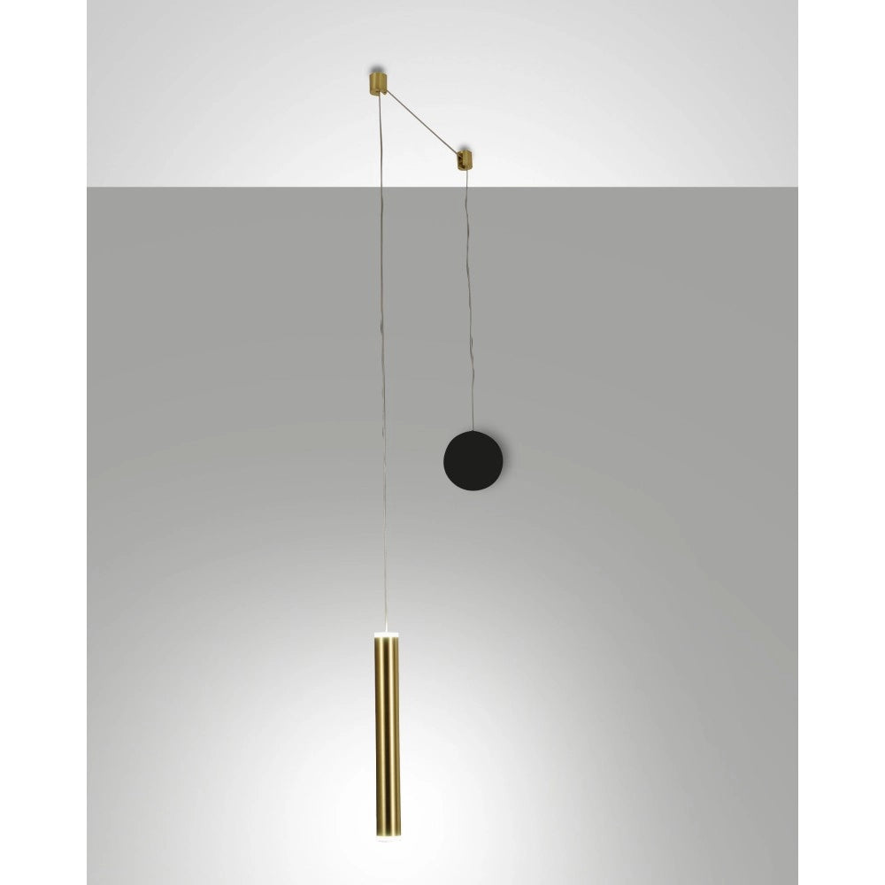 Lampada a sospensione decentrata Prado Ottone - Fabas Luce - LED 6,5W dimmerabile - Montaggio con decentramento