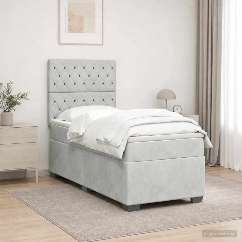 Letto box spring con materasso Grigio Chiaro 100 x 200 cm 3453578