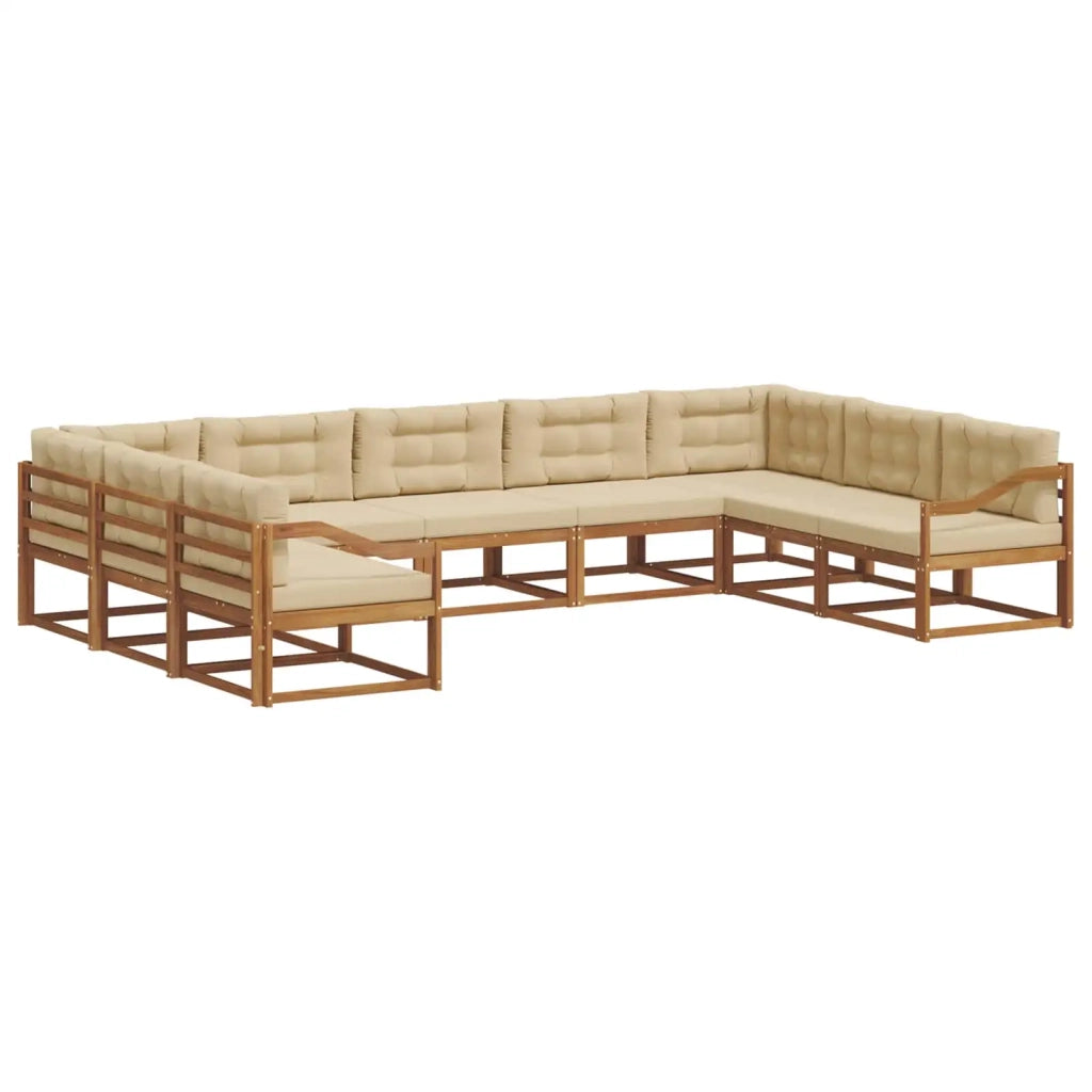 Set di divani da esterno con cuscino 9 pcs Naturale e Beige 3368186