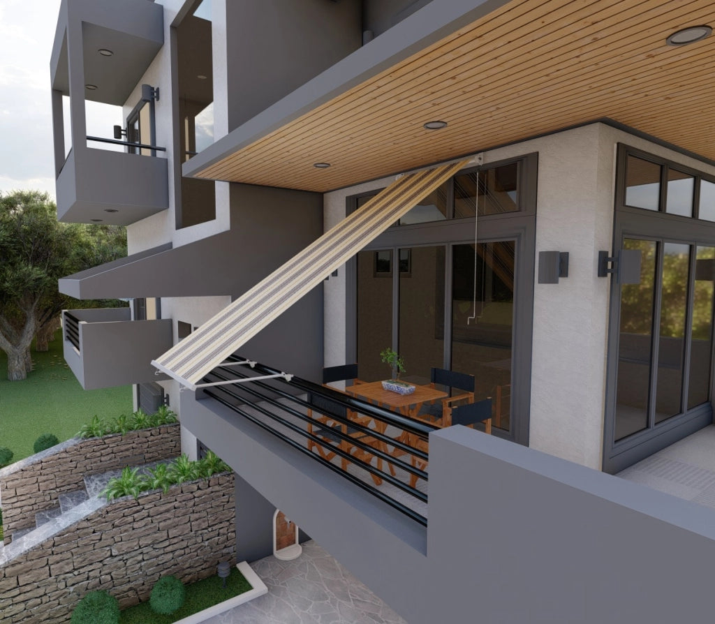 Tenda da sole per balcone con bracci, impermeabile 150cm Beige Marrone Golisa