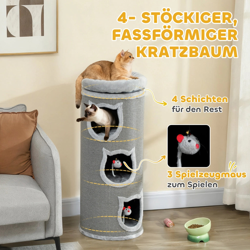 Torre per gatti con letto lavabile ¨C Minimal ¨C Grigio 96 cm