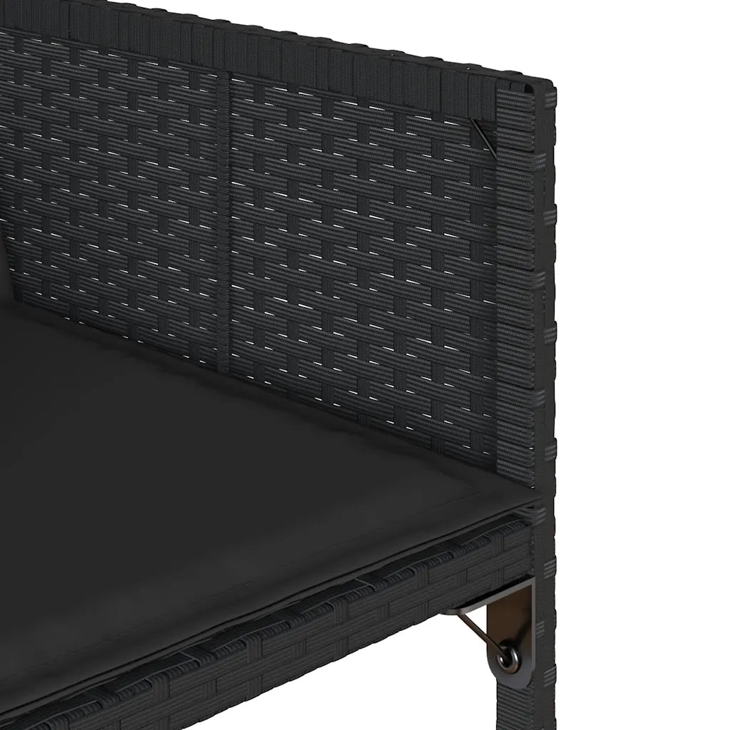 Set da Pranzo da Giardino 13pz con Cuscini Nero in Polyrattan 3278166