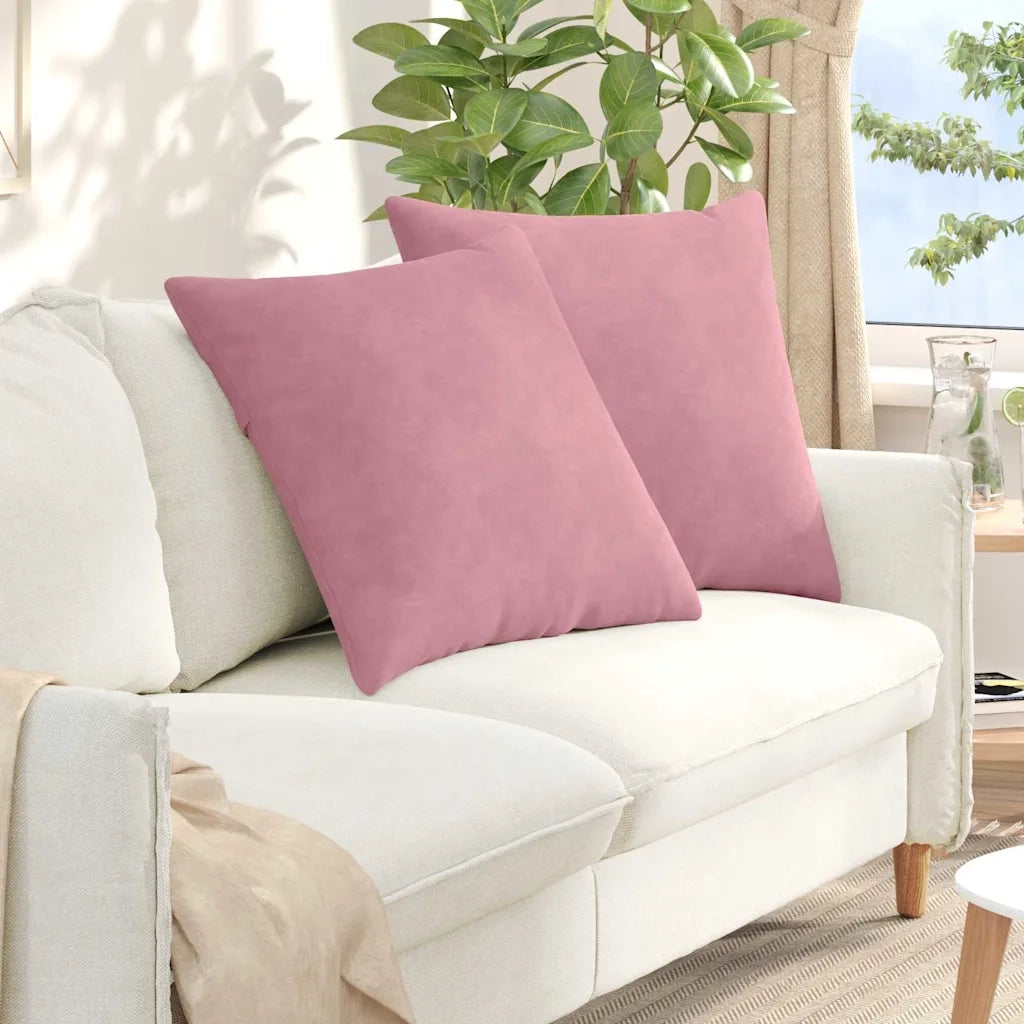 Cuscini da Divano 2 pz-Set di 2 Cuscini per Sofa Rosa 80 x 80 cm Tessuto in Cords