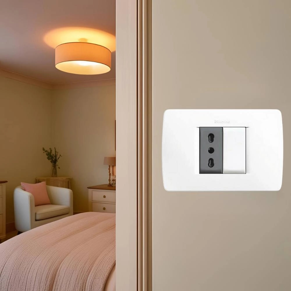 Bticino matixgo presa bipasso 2p+t 16a 250vac con interasse 19 e 26 mm *** colore grigio, confezione 1