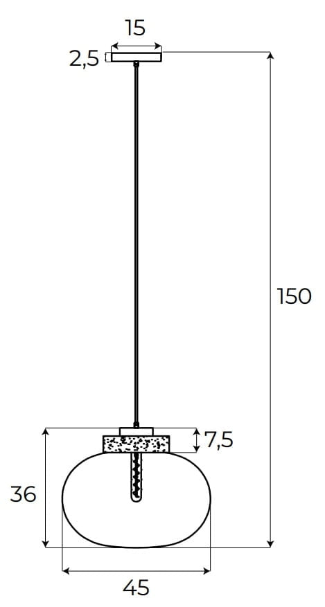 Lampada a sospensione sfera fumé nera Moonstone E27 Maxlight