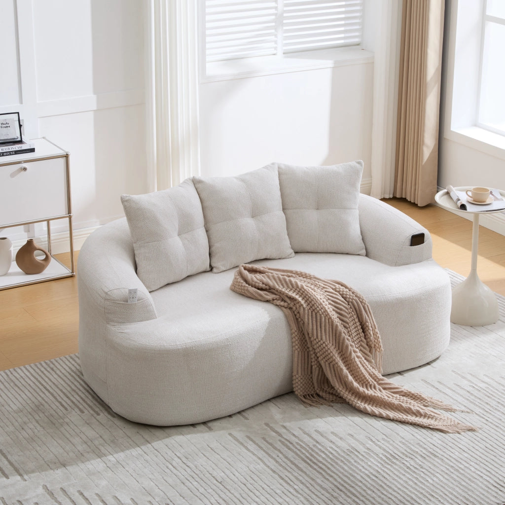 Divano 2 Posti Chenille con Cuscini Morbidi ¨C MINIMAL ¨C Velluto, Grigio