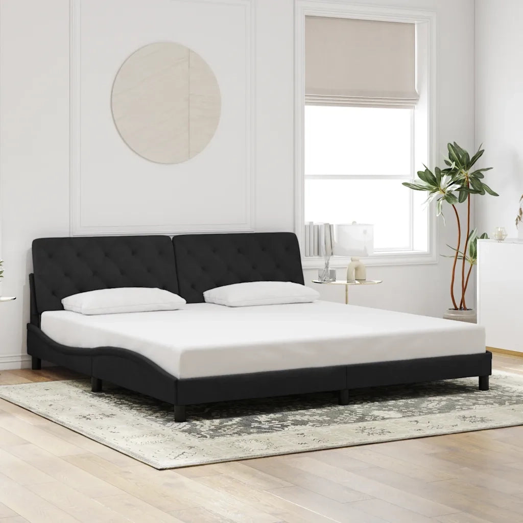 Giroletto senza Materasso Nero 200x200 cm in Velluto