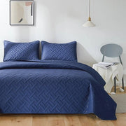 Bedsprei marine blu 220 x 200 cm di microfibra con cuscini e disegno a rete