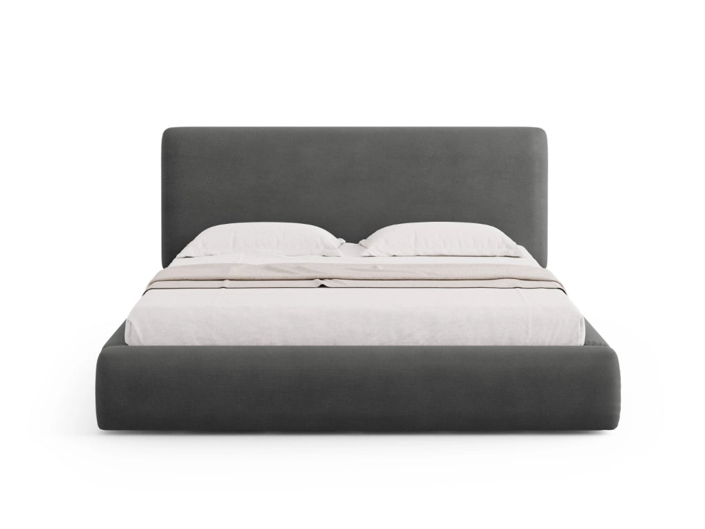 Cosmopolitan Design - Letto a cassettone con testiera "Colonel" 160x200cm in ciniglia grigio scuro 