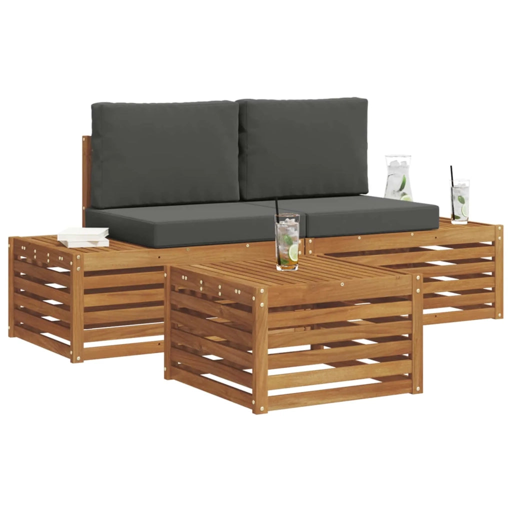 Set di divani da esterno 3 Pezzo Naturale e Antracite 3375437