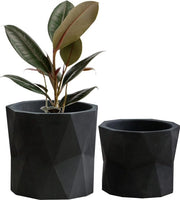 Set di vasi geometrici a forma di fiore 2 pezzi per piante per interni ed esterni (nero grigio)