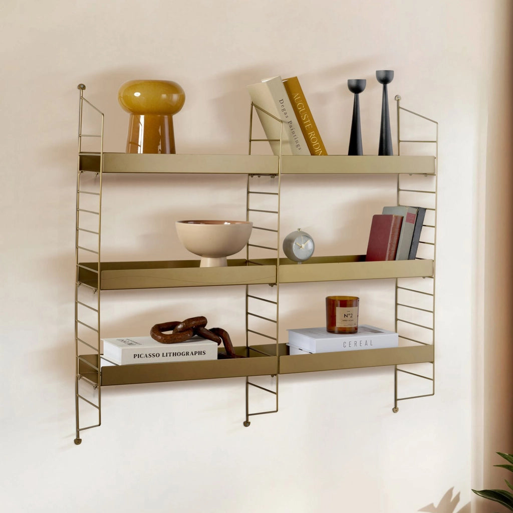 Scurelle, Mensola 3 Ripiani, 98x21x100h cm oro
