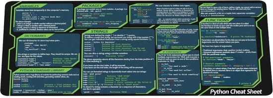 Guida rapida di Python per Muismat - Riferimento per i programmatori - Regalo per appassionati di AI