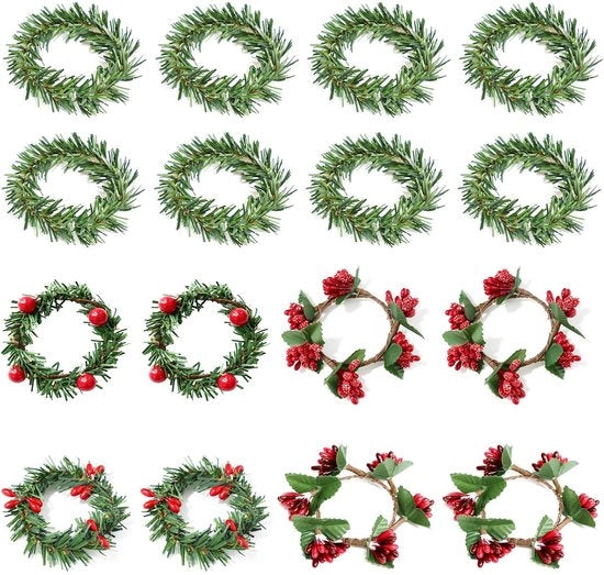 Servizi da tavola in metallo rustico 16 pezzi - Ospitalità natalizia con bacche di ciliegio - Servizi da tavola - Decorazioni per serviette - Stile rustico - Manufatti artigianali - Atmosfera festiva
