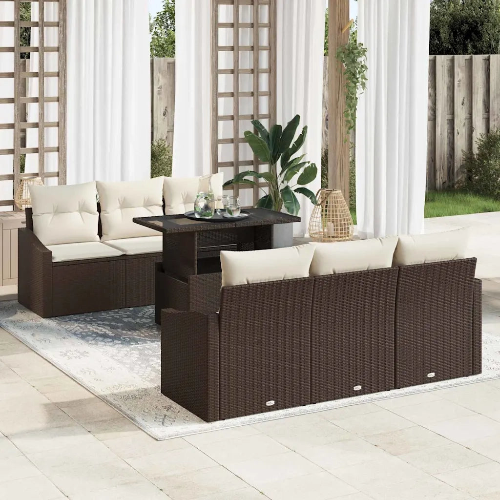 Set Divano da Giardino con cuscino 7 pcs Marrone polyrattan 3357661