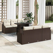 Set Divano da Giardino con cuscino 7 pcs Marrone polyrattan 3357661