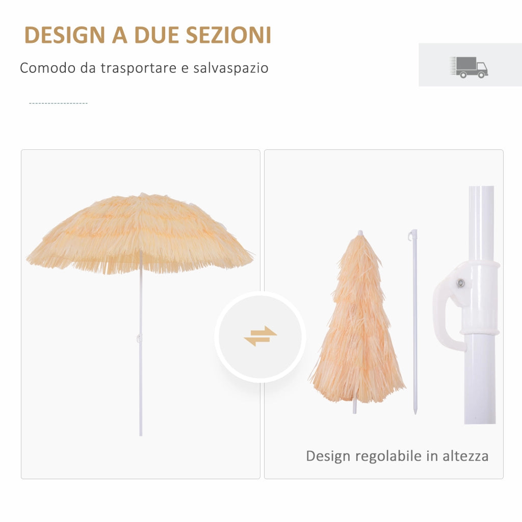 Ombrellone da Spiaggia Inclinabile ¨C Xylo ¨C Poliestere Beige 1.6x2m