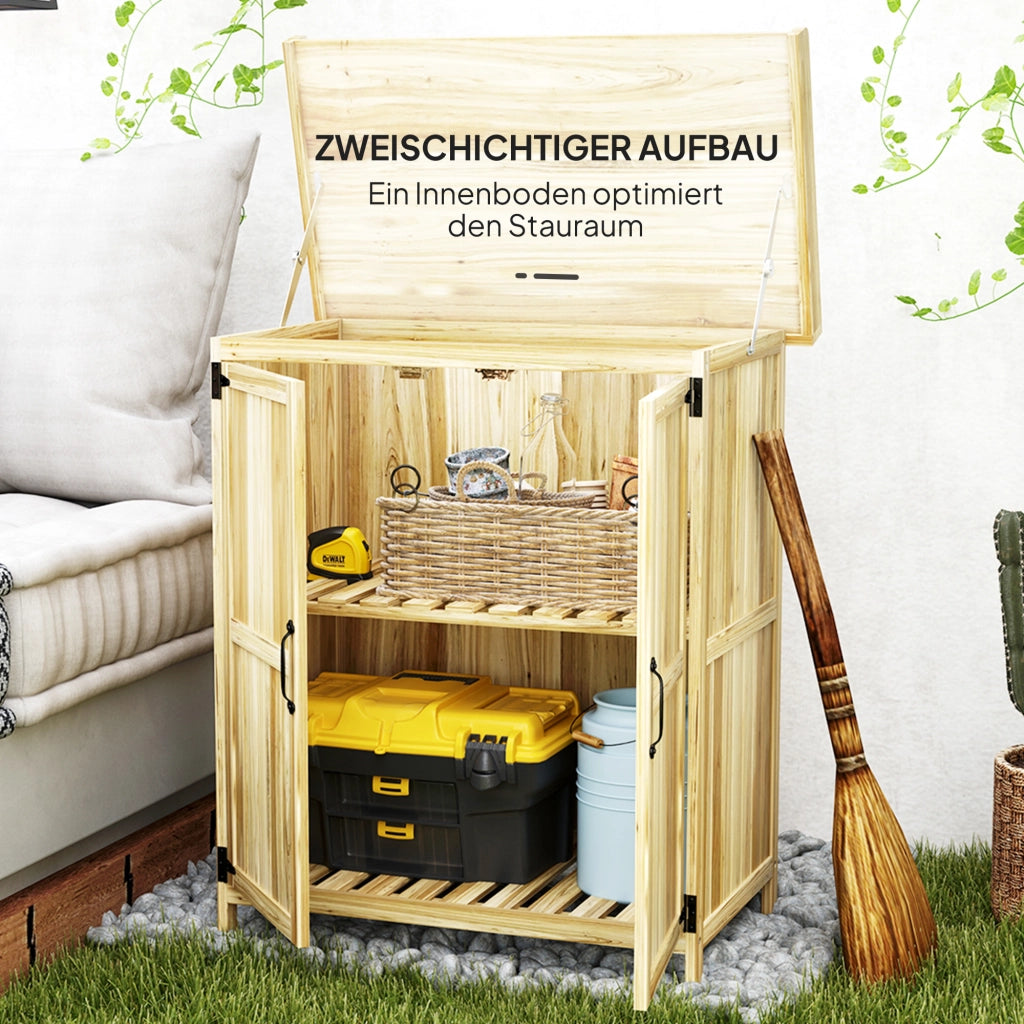 Armadio da giardino con ripiano ¨C zephmum ¨C legno e acciaio