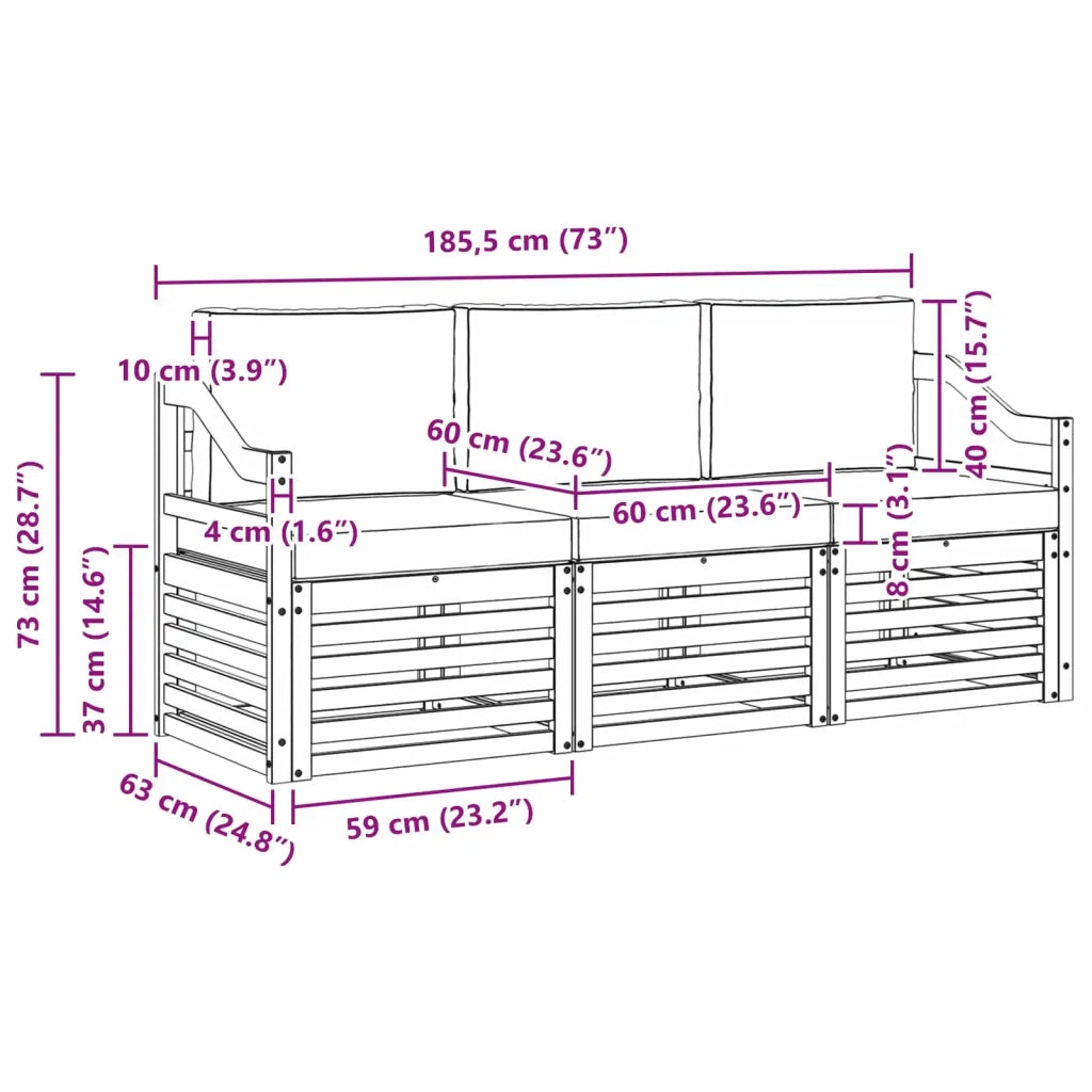 Set divani Legno di Acacia Massello 3391333