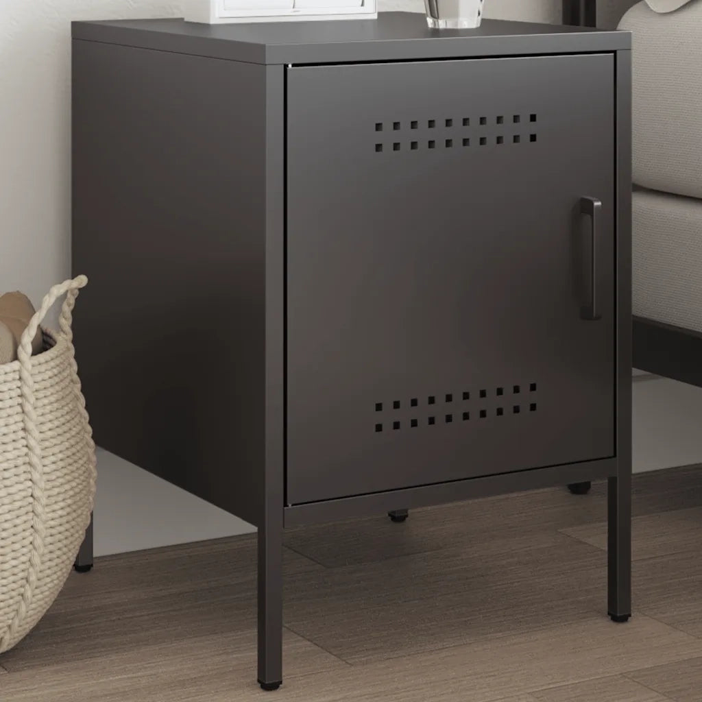 Comodino Nero 36x39x50,5 cm in Acciaio 842910