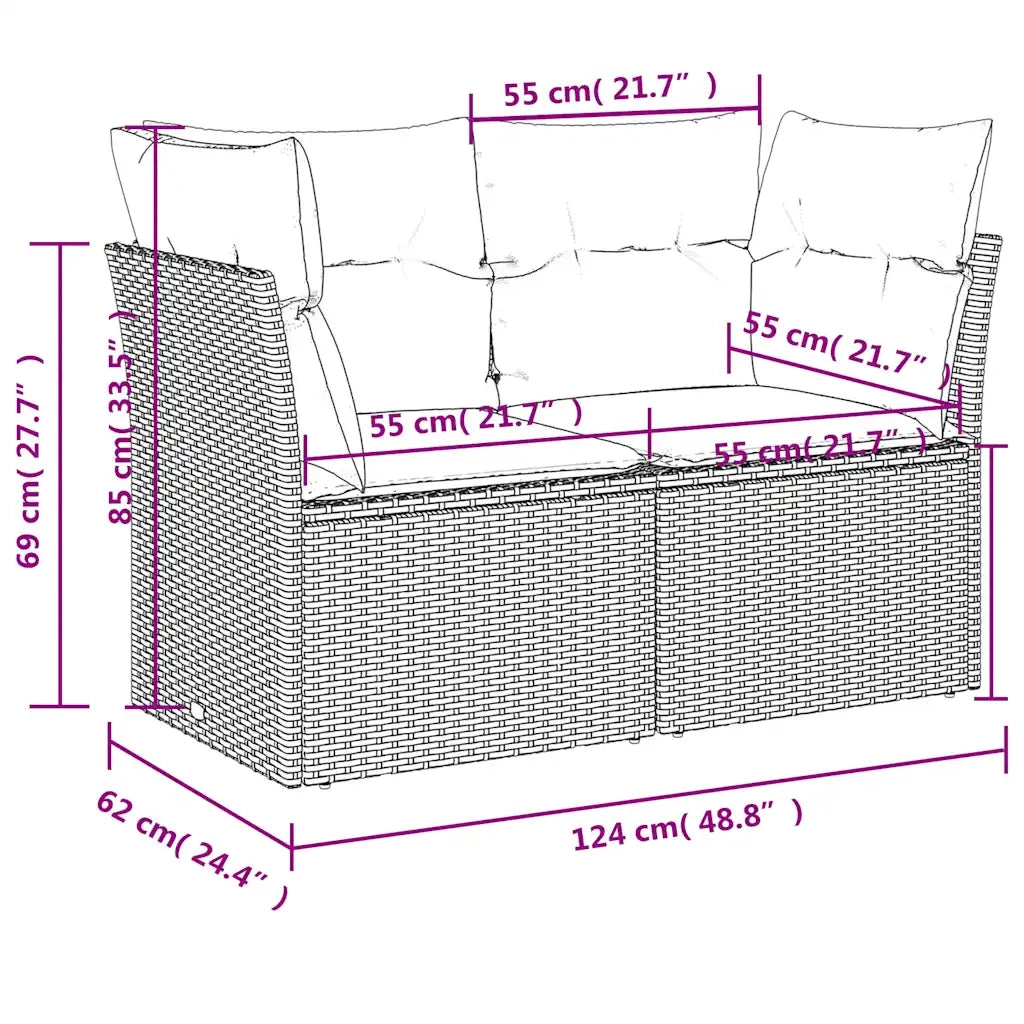 Divano da Giardino con Cuscini a 2 Posti Beige in Polyrattan 366087