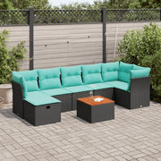 Set Divani da Giardino con Cuscini 8 pz Nero in Polyrattan 3325767