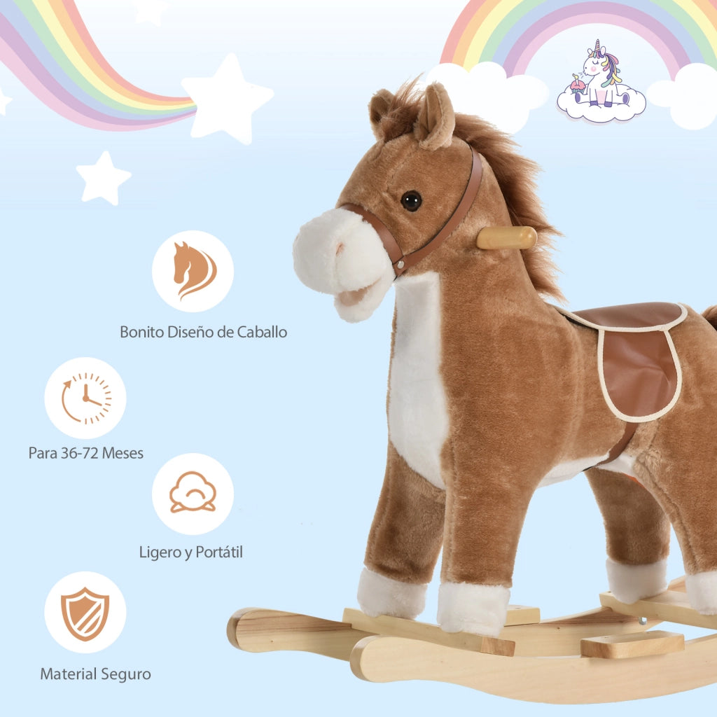 Cavallo Dondolo Peluche ¨C Minimal ¨C Marrone 65x32.5x61 cm