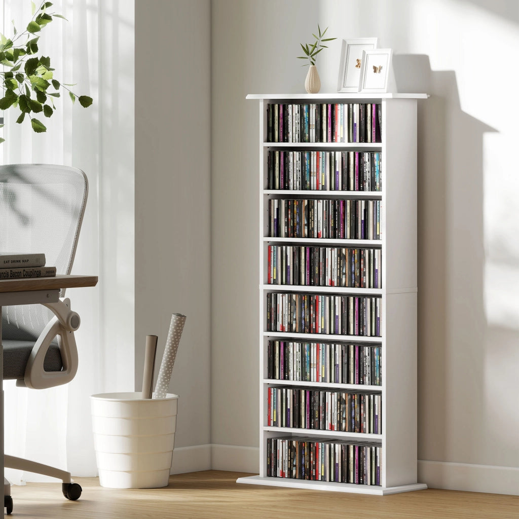 Libreria per CD e DVD con 8 scomparti e 6 ripiani regolabili ¨C Minimal ¨C bianco