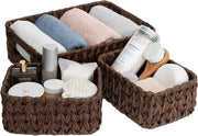 Organizzatore - Pacchetto di 3 cestelli - Grande cesta di paglia di stoccaggio - Impermeabile - Pannello da bagno - Miele