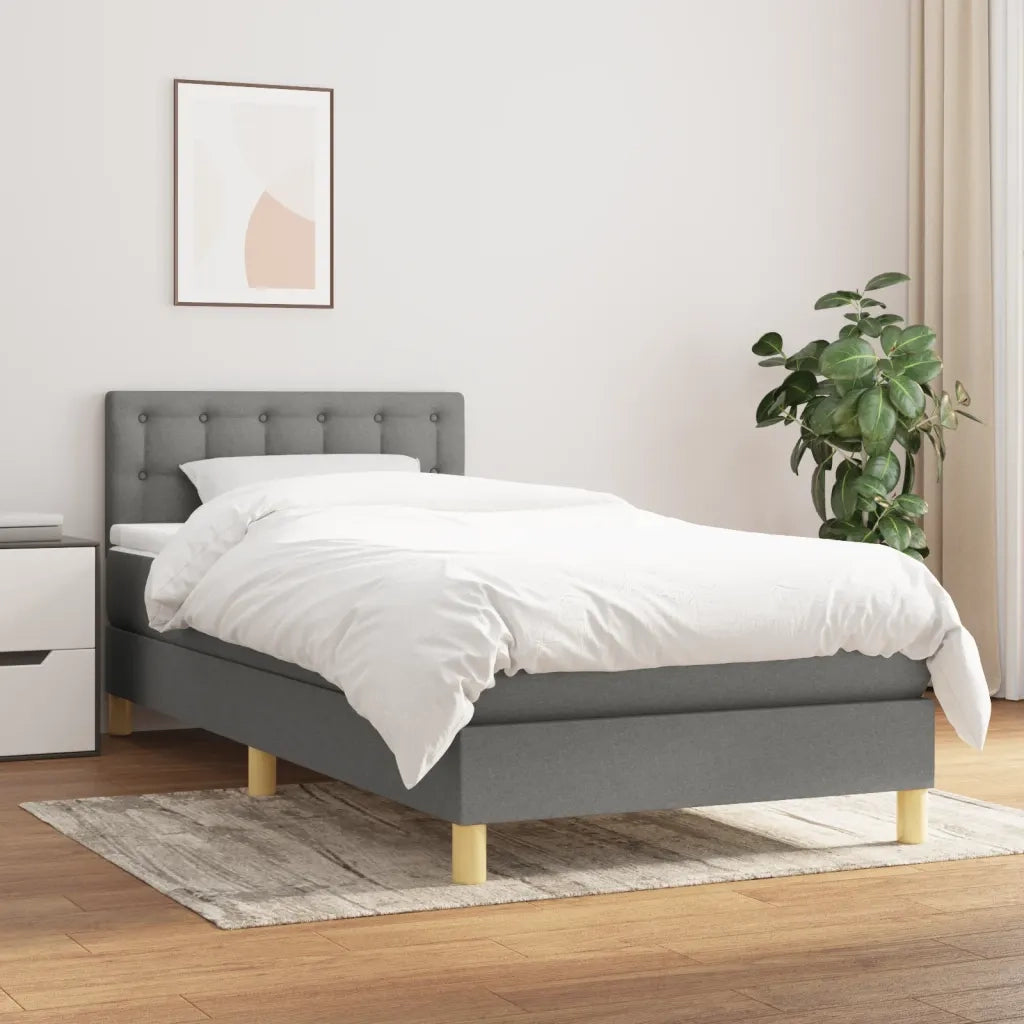 Giroletto a Molle con Materasso-Struttura Letto Grigio Scuro 90x190 cm Tessuto 739959