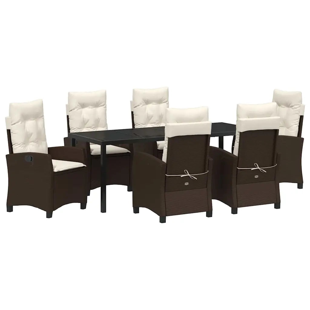 Set da Pranzo per Giardino con cuscino 7 pcs Marrone polyrattan 3380384