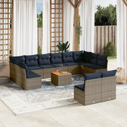 Set Divani da Giardino 13 pz con Cuscini Grigio in Polyrattan 3256229