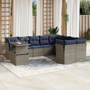 Set Divani da Giardino 10 pz con Cuscini Grigio in Polyrattan 3266851