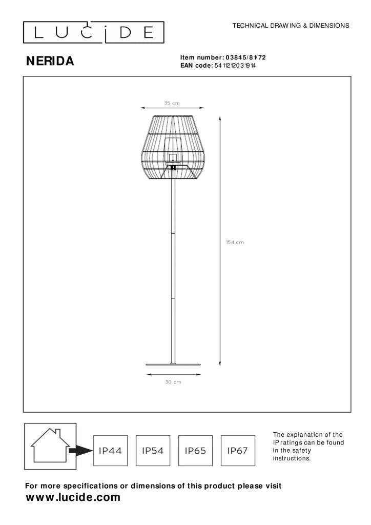Lampada da esterno a piantana NERIDA Lucide E27 IP44