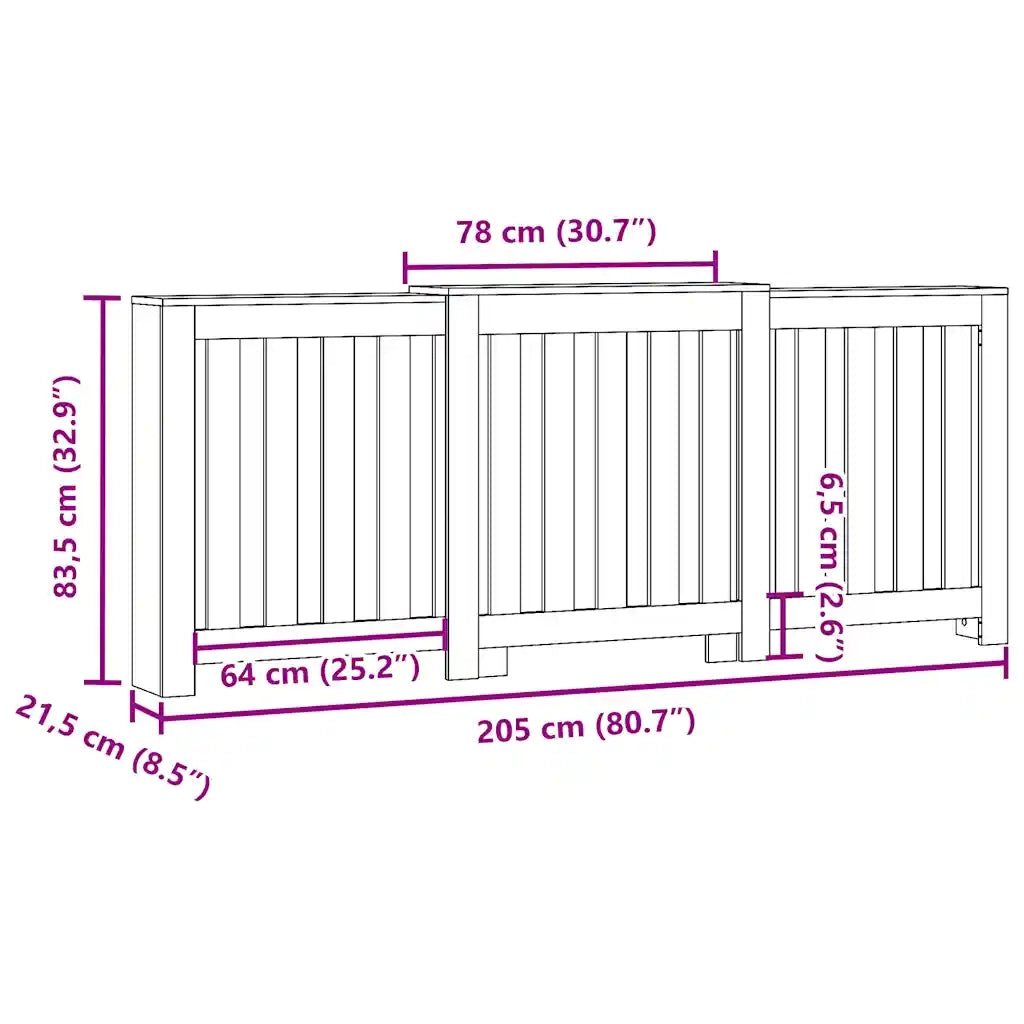 Copertura Termosifone Grigio Cemento 205x21,5x83,5 Multistrato CFW3831209