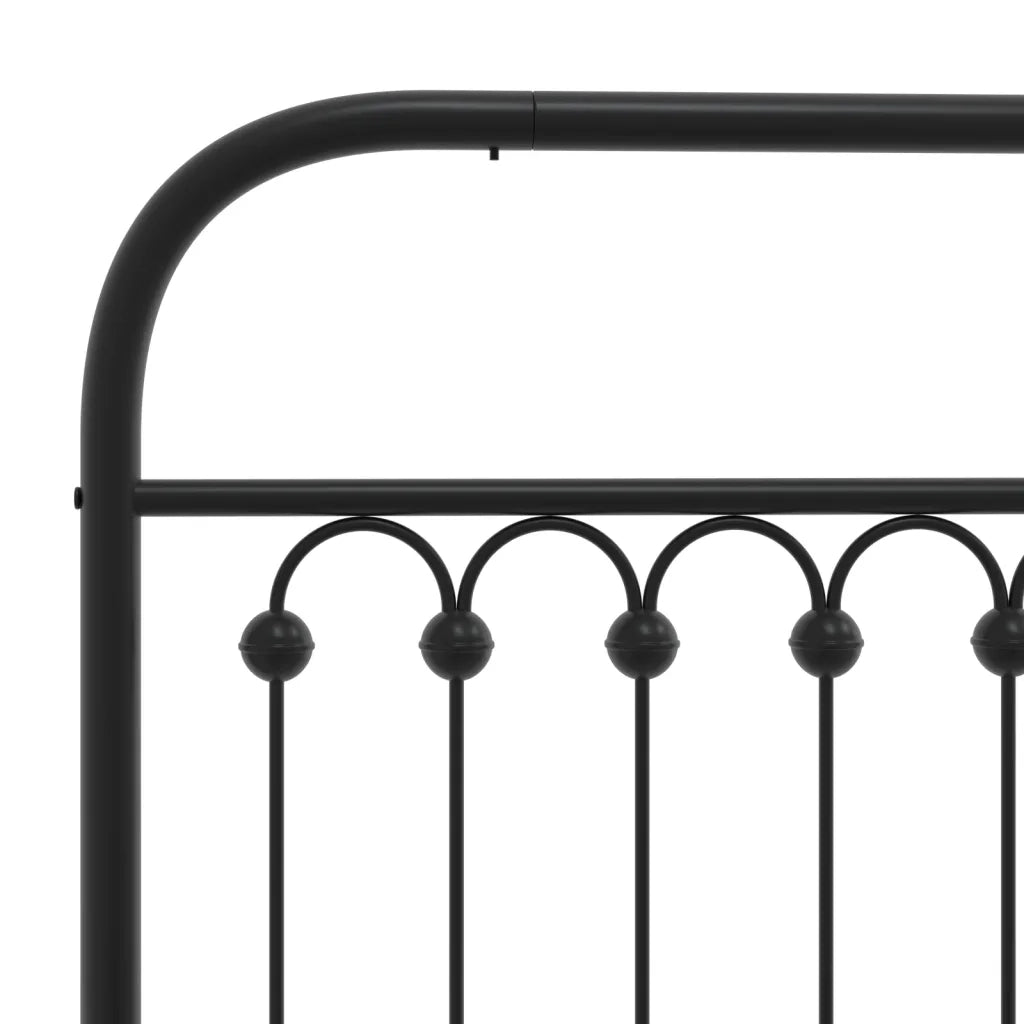 Letto matrimoniale | Letto per adulti | Giroletto con Testiera in Metallo Nero 140x190 cm