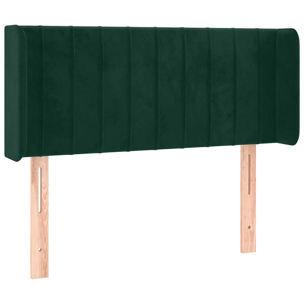 Testiera ad Orecchio-Testata con Orecchie Verde Scuro 103x16x78/88 cm in Velluto 417488