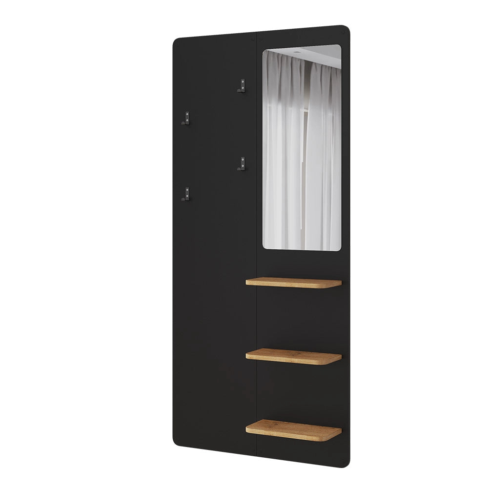 Vicco Appendiabiti da parete Nero/quercia 70 x 150 cm con specchio