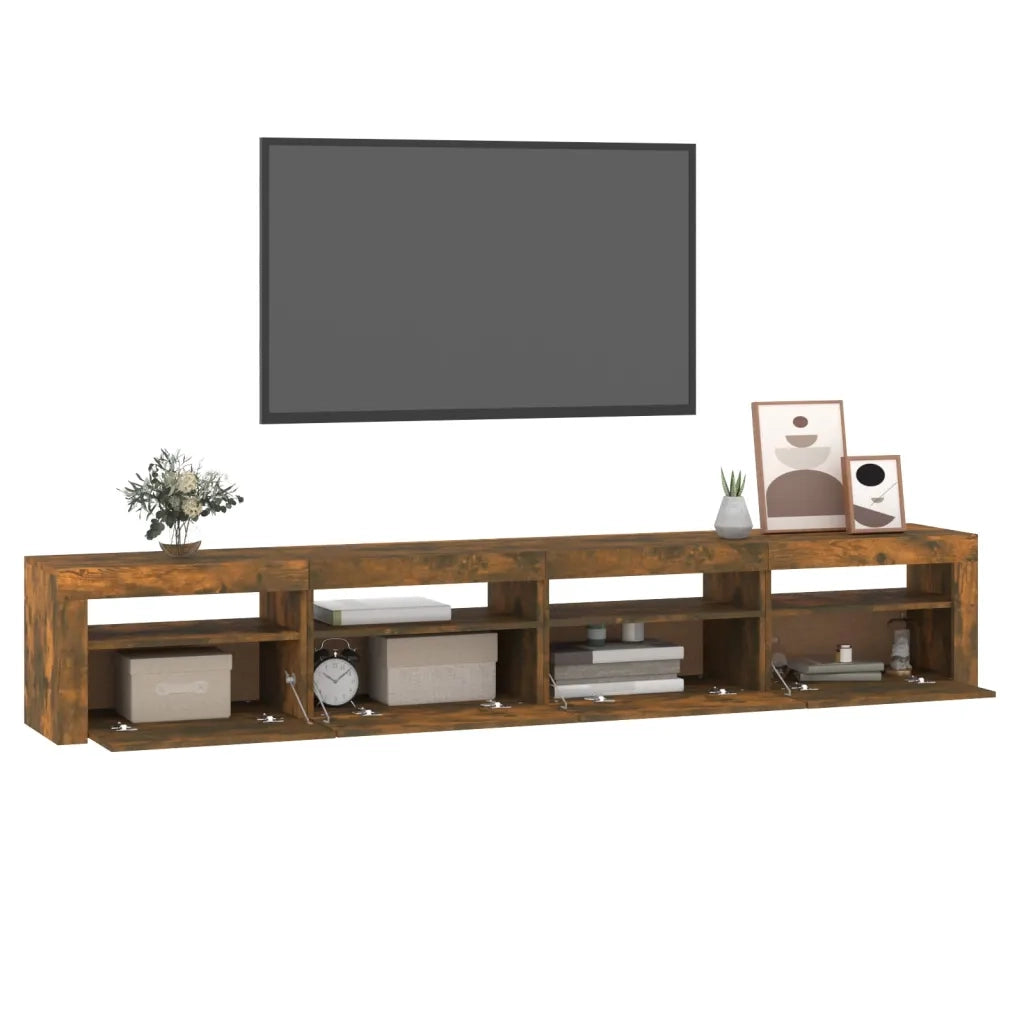 Mobile TV | Armadietto TV | Mobile Porta TV con Luci LED Rovere Fumo 240x35x40 cm